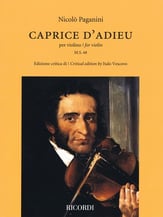 Caprice D'adieu Violin Solo Unaccompanied - Critical Edition cover